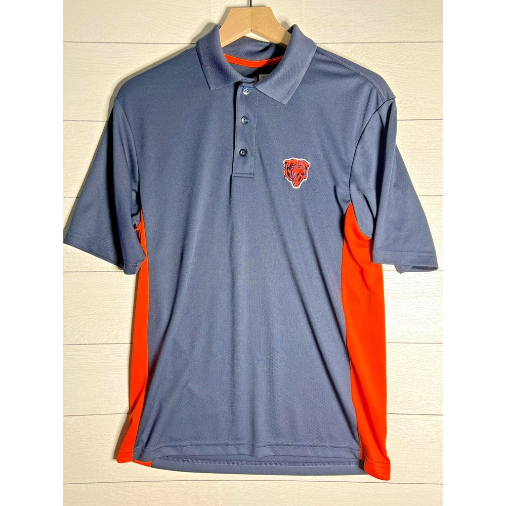 Chicago Bears Football Navy Blue Orange Mens Medium Polo Shirt NFL Team TX3 Cool